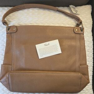 FOSSIL Cortland Leather Hobo Bag Taupe